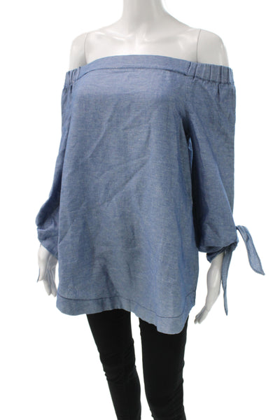 Free People Women Boho Solid Tie Neck Long Sleeve Blouse Tencel Modal Size XS