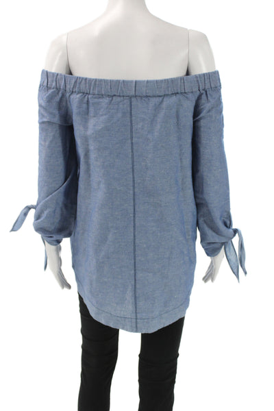 Free People Women Boho Solid Tie Neck Long Sleeve Blouse Tencel Modal Size XS