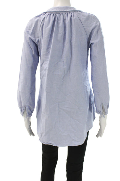 Steven Alan Women Tunic Blouse Light Blue Button Long Sleeve Cotton Size XS