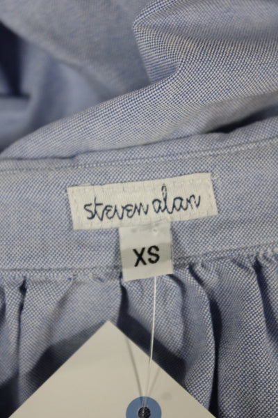 Steven Alan Women Tunic Blouse Light Blue Button Long Sleeve Cotton Size XS