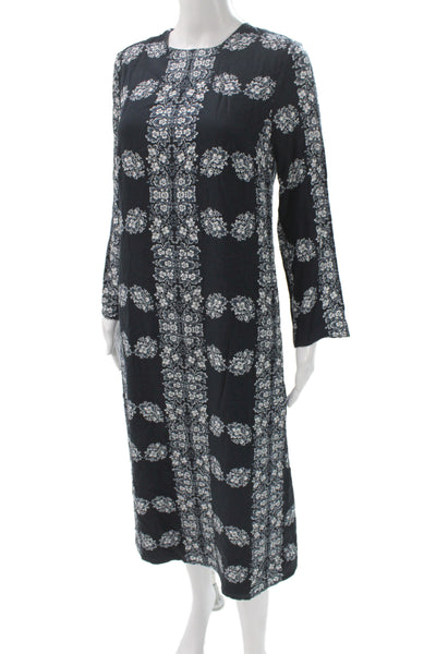 Hyacinth House Women Kaftan Dress Dark Blue Floral Size XS