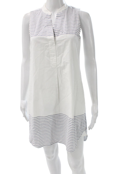Madewell Women Shift Dress White Striped Cotton Sleeveless Knee-Length Size XS