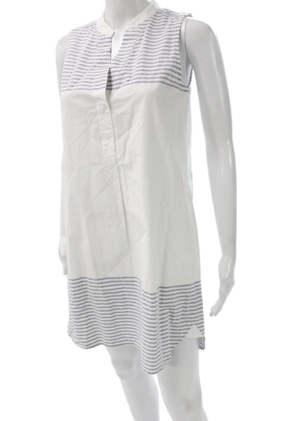 Madewell Women Shift Dress White Striped Cotton Sleeveless Knee-Length Size XS