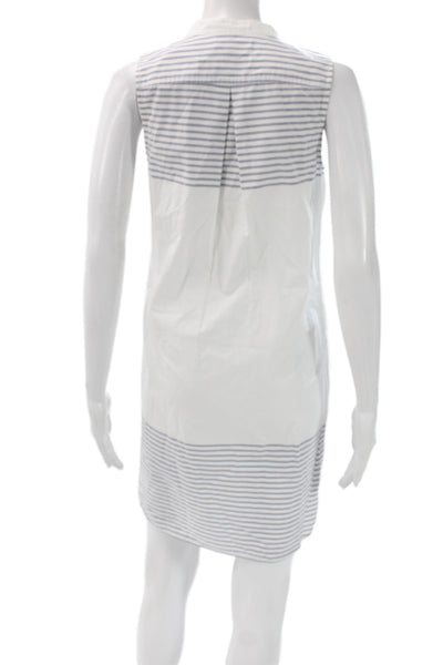 Madewell Women Shift Dress White Striped Cotton Sleeveless Knee-Length Size XS