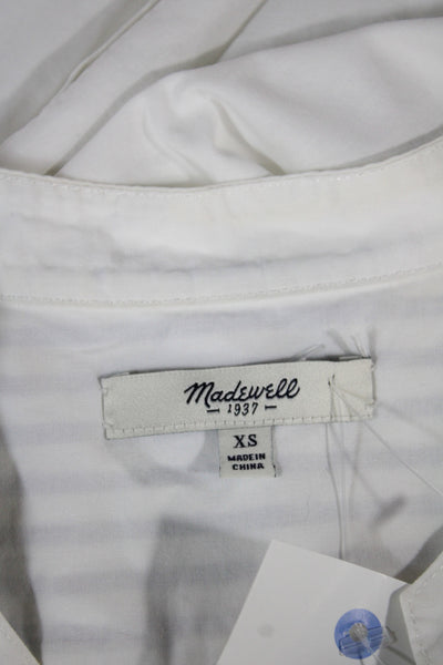 Madewell Women Shift Dress White Striped Cotton Sleeveless Knee-Length Size XS