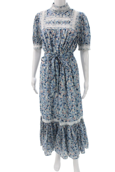 Ghost London Womens Bohemian Floral Maxi Dress Blue Cotton Size XS