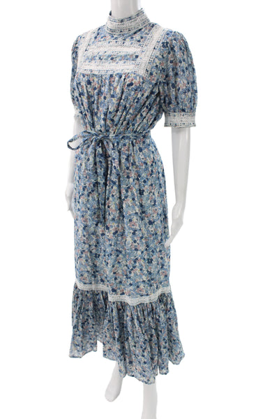 Ghost London Womens Bohemian Floral Maxi Dress Blue Cotton Size XS