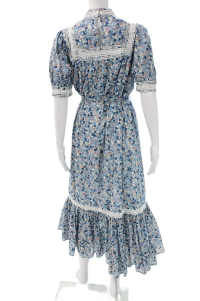Ghost London Womens Bohemian Floral Maxi Dress Blue Cotton Size XS