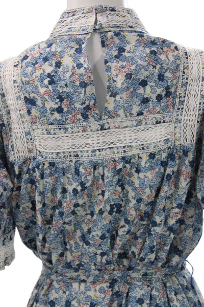 Ghost London Womens Bohemian Floral Maxi Dress Blue Cotton Size XS