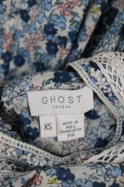 Ghost London Womens Bohemian Floral Maxi Dress Blue Cotton Size XS