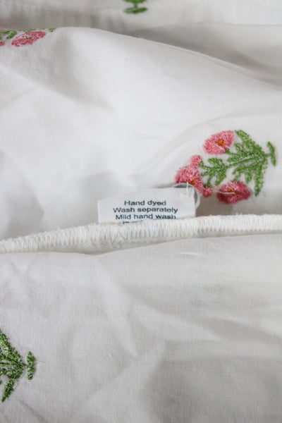 Beau & Ro Womens Shirt Dress White Floral Cotton Collar Sleeveless Long Size XS