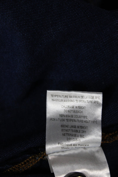 Soeur Women Shift Shirt Dress Dark Blue Denim Cotton Button 3/4 Sleeve Size S