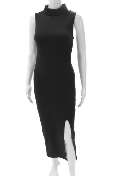Mink Pink Women Bodycon Sweater Dress Black Mock Neck Long Knit Size XS