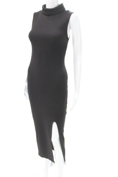 Mink Pink Women Bodycon Sweater Dress Black Mock Neck Long Knit Size XS