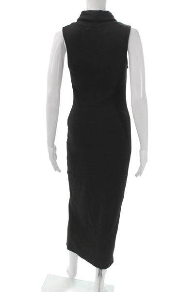 Mink Pink Women Bodycon Sweater Dress Black Mock Neck Long Knit Size XS