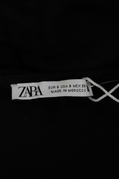 Zara Women Bodycon Dress Long 3/4 Sleeve V-Neck Black Size S