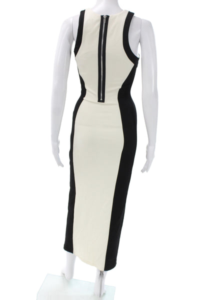 Torn by Ronny Kobo Women Bodycon Sheath Black Zip Crew Neck Size XS