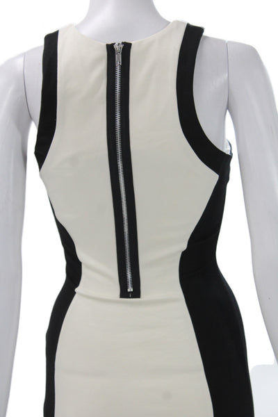Torn by Ronny Kobo Women Bodycon Sheath Black Zip Crew Neck Size XS