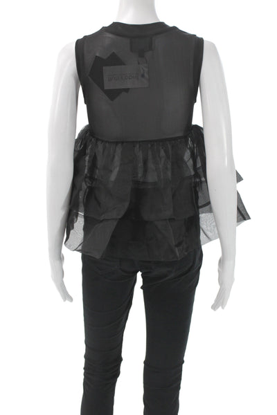 Cynthia Rowley Women Sleeveless Crew Neck Black Designer Blouse Size XS
