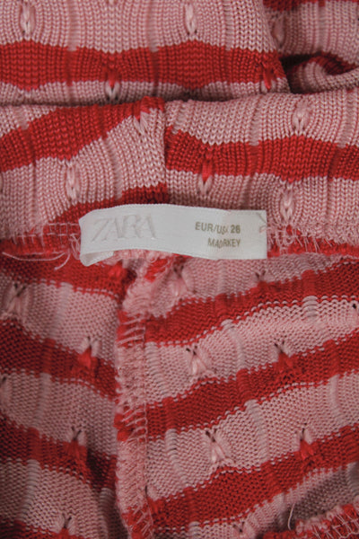 Zara Womens Pink Striped Cotton Spandex Pants Size S