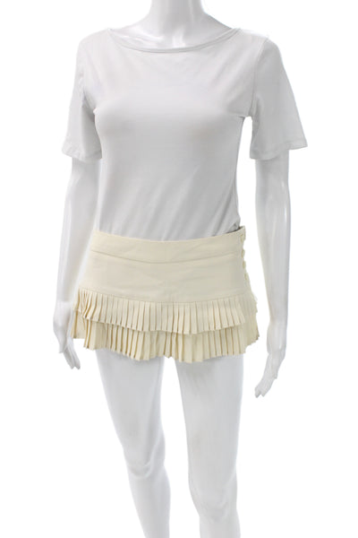 Edikted Womens Mini Pleated Skort Beige Cotton Polyester Size S