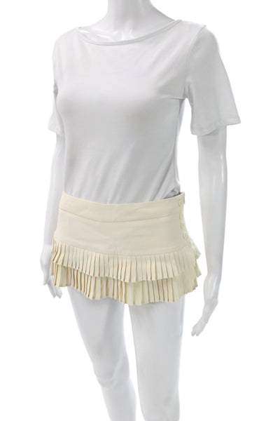 Edikted Womens Mini Pleated Skort Beige Cotton Polyester Size S