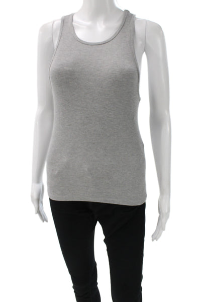 Donni Womens Basic Sleeveless Tank Gray Cotton Spandex Round Neck Size M