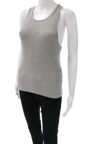 Donni Womens Basic Sleeveless Tank Gray Cotton Spandex Round Neck Size M