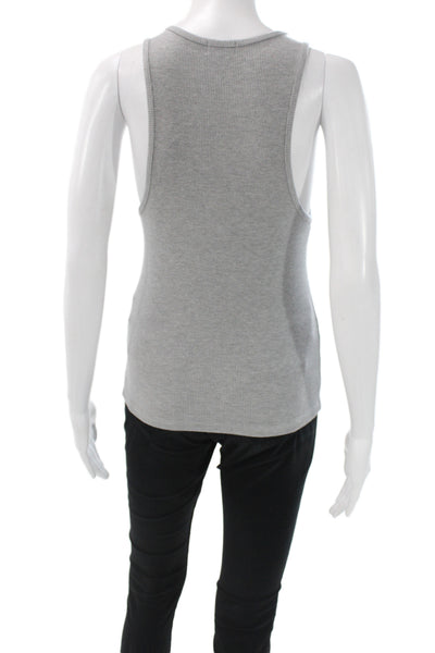 Donni Womens Basic Sleeveless Tank Gray Cotton Spandex Round Neck Size M