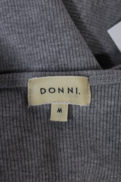 Donni Womens Basic Sleeveless Tank Gray Cotton Spandex Round Neck Size M