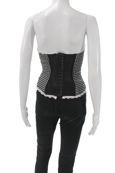 We Wore What Women Black Sleeveless Checked Cotton Top Hook Eye Size 2