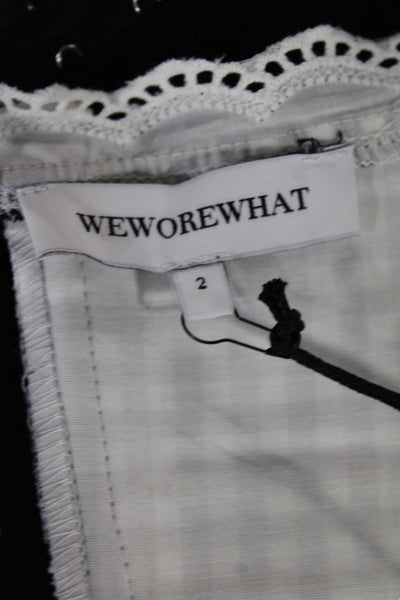 We Wore What Women Black Sleeveless Checked Cotton Top Hook Eye Size 2