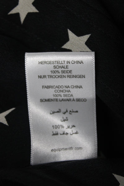 Equipment Femme Women Black Silk Long Sleeve Stars Button-Up Size S
