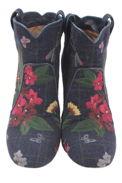 Laurence Dacade Womens Embroidered Wool  Pete Boots Size 9