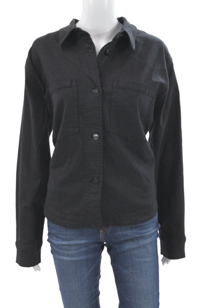 Renuar Women Basic Jacket Black Button Solid Cotton Long Sleeve Size L