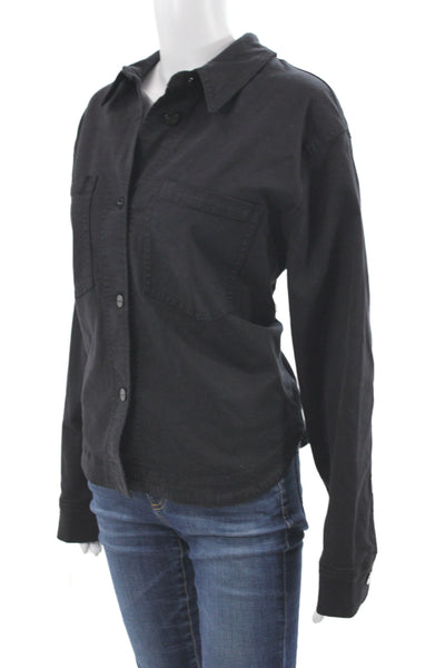 Renuar Women Basic Jacket Black Button Solid Cotton Long Sleeve Size L
