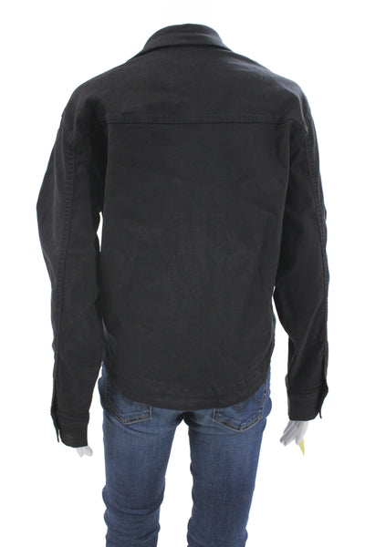 Renuar Women Basic Jacket Black Button Solid Cotton Long Sleeve Size L