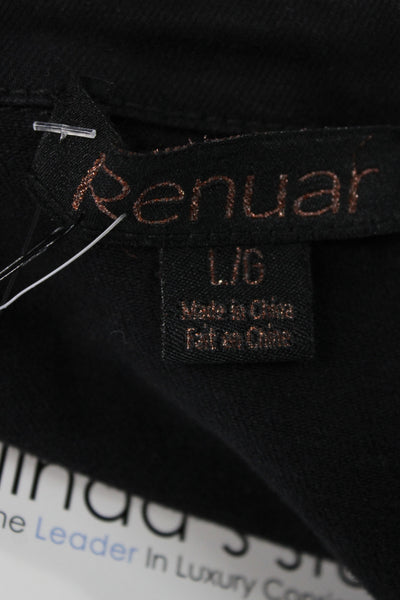Renuar Women Basic Jacket Black Button Solid Cotton Long Sleeve Size L
