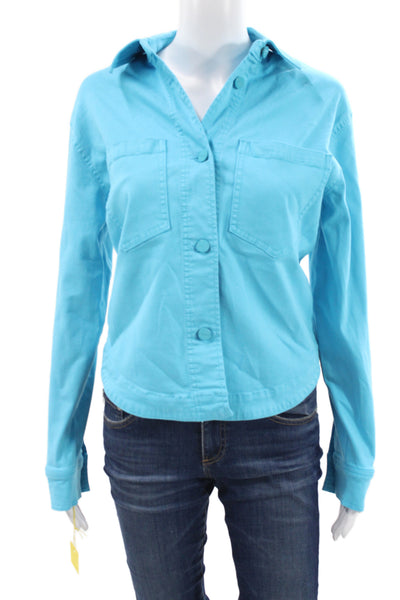 Renuar Womens Collared Light Blue Button Jacket Long Sleeve Petite Size XS