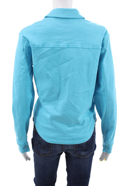 Renuar Womens Collared Light Blue Button Jacket Long Sleeve Petite Size XS