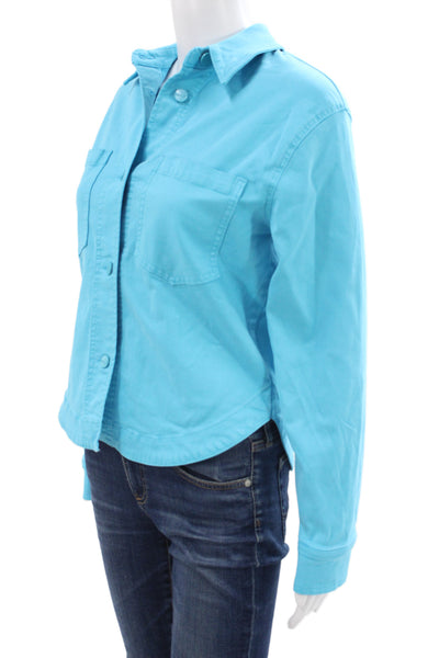 Renuar Women Basic Light Blue Collared Button-Up Jacket Long Sleeve Size XS