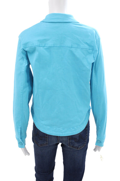 Renuar Women Basic Light Blue Collared Button-Up Jacket Long Sleeve Size XS