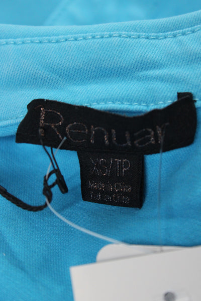 Renuar Women Basic Light Blue Collared Button-Up Jacket Long Sleeve Size XS