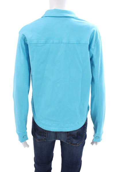 Renuar Women Light Blue Collared Button-Up Jacket Long Sleeve Petite Size S