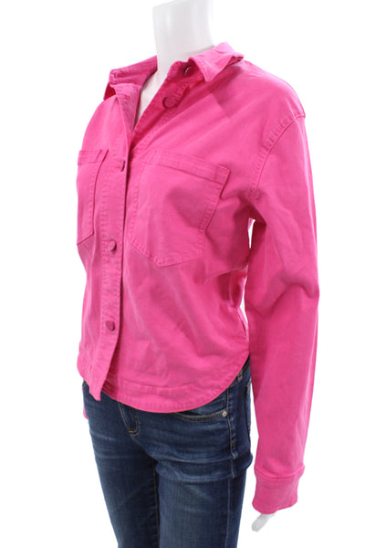 Renuar Women Pink Collared Button Solid Long Sleeve Jacket Size M