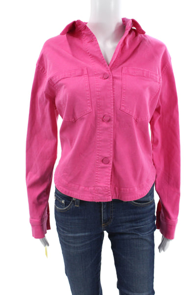 Renuar Womens Pink Collared Petite Long Sleeve 90s Jacket Size S