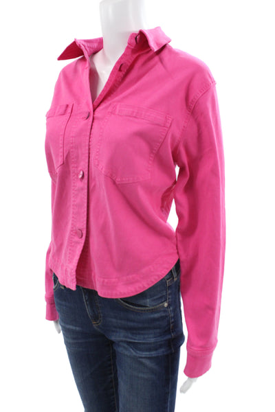 Renuar Womens Pink Collared Petite Long Sleeve 90s Jacket Size S