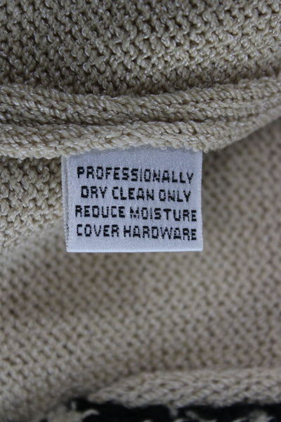St John Collection Marie Gray Women Beige V-Neck Cardigan Wool Size 12