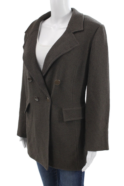 St. John Womens Pea Coat Brown Wool Polyester Button Collared Size 16