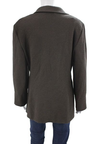 St. John Womens Pea Coat Brown Wool Polyester Button Collared Size 16